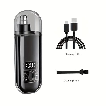 Portable Mini LED Display Nasal Hair Trimmer with Type-C Charging Versatile Compact Personal Grooming Tool